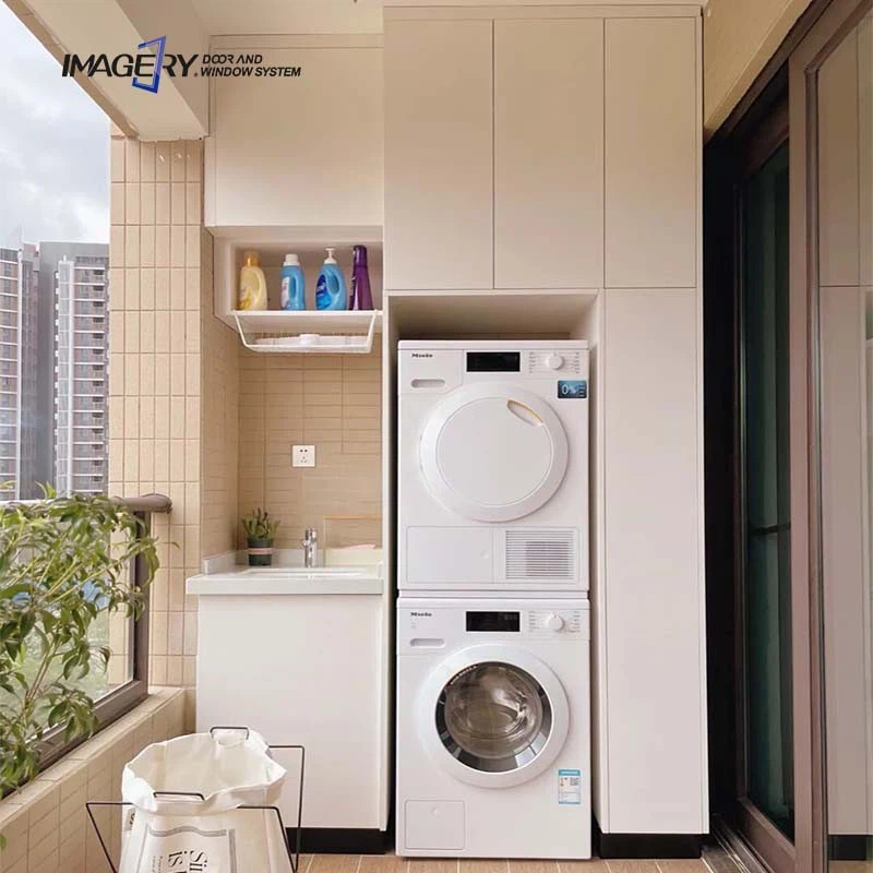 Space-Saving Aluminum Cabinet For Efficient Laundry Space-Saving Aluminum Cabinet For Efficient Laundry